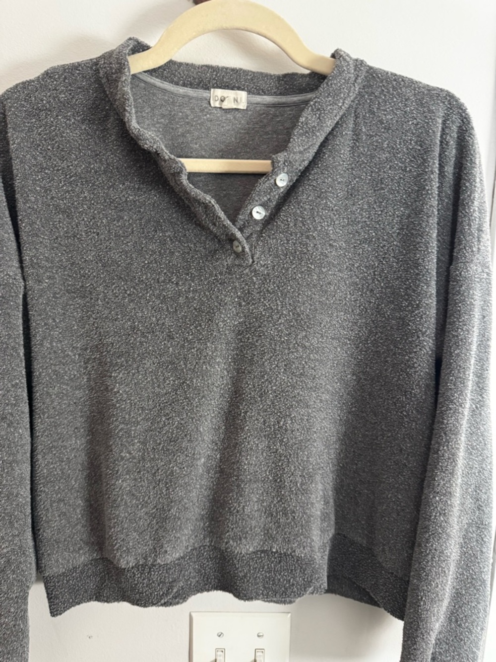 Donni Grey Terry Henley Sweatshirt - Picture 7 of 7